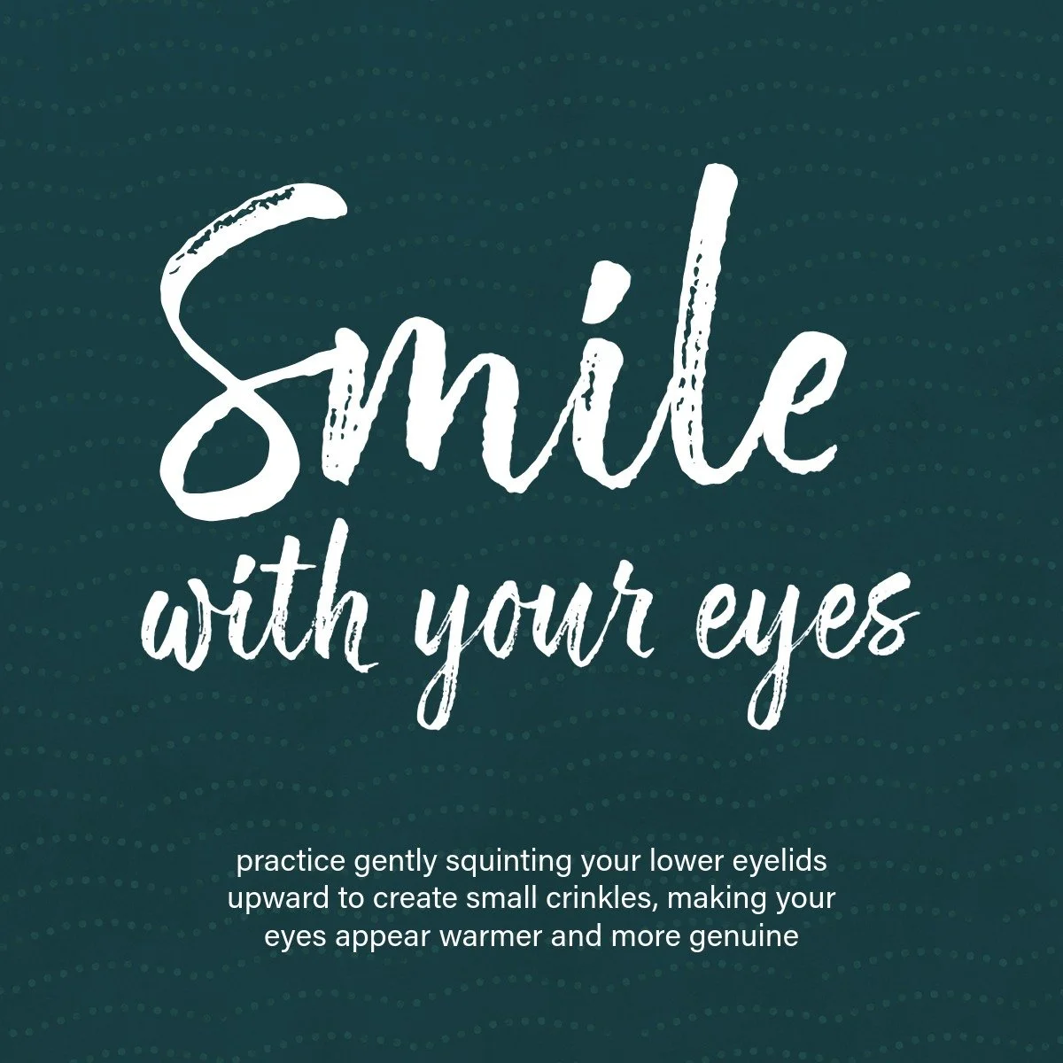 I say this all the time to clients and they always look confused...until I explain it. 

Smiling with your eyes means so much. It shows that you are approachable, sincere and genuine. A forced smile is a no-go when it comes to illustrating these thin