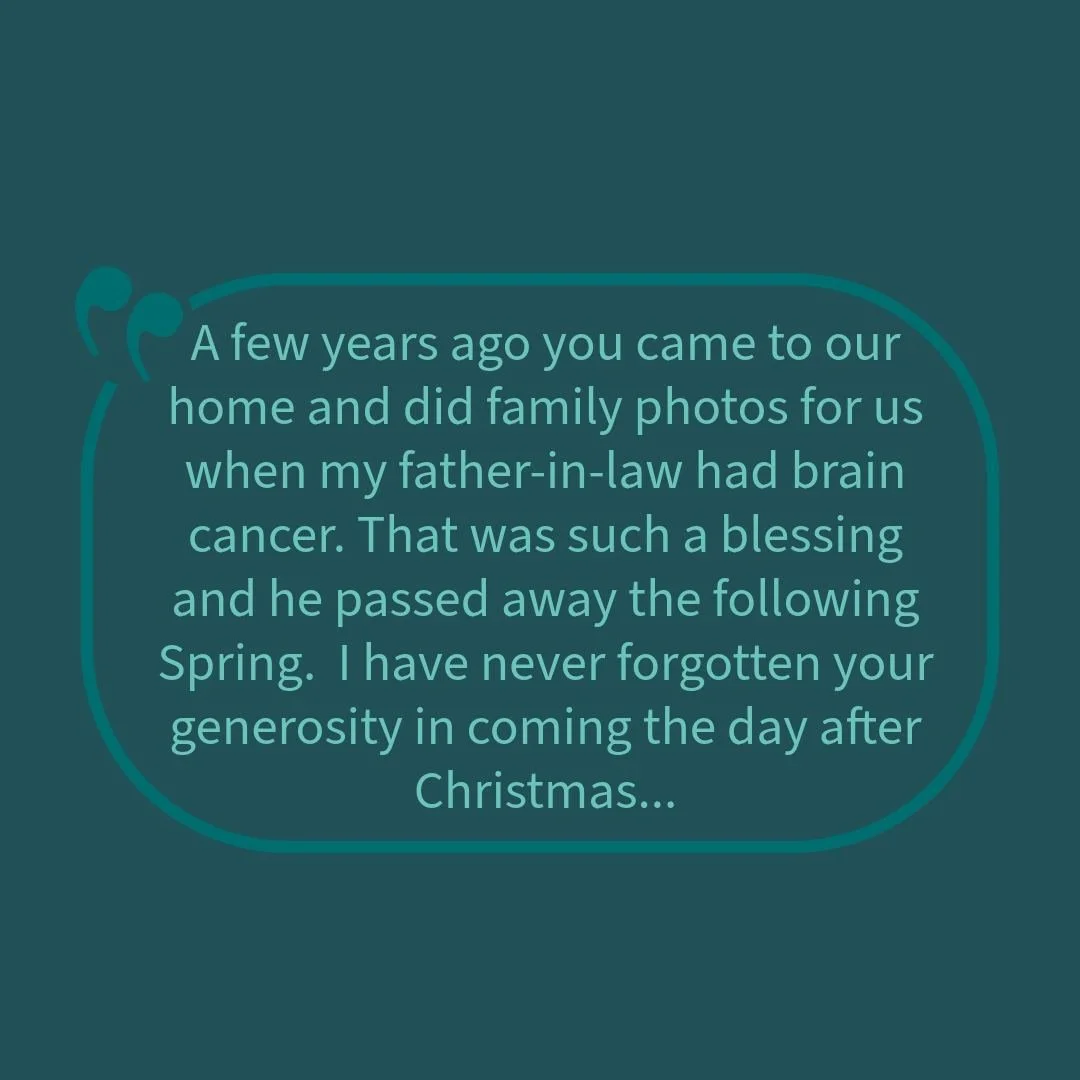 You know those emails that you get that make you pause? 

I received one today and it was a bittersweet reminder of why I do what I do. I know it's tough to slow down and gather everyone, but trust me, your future self will be so thankful ❤

To Ted: 