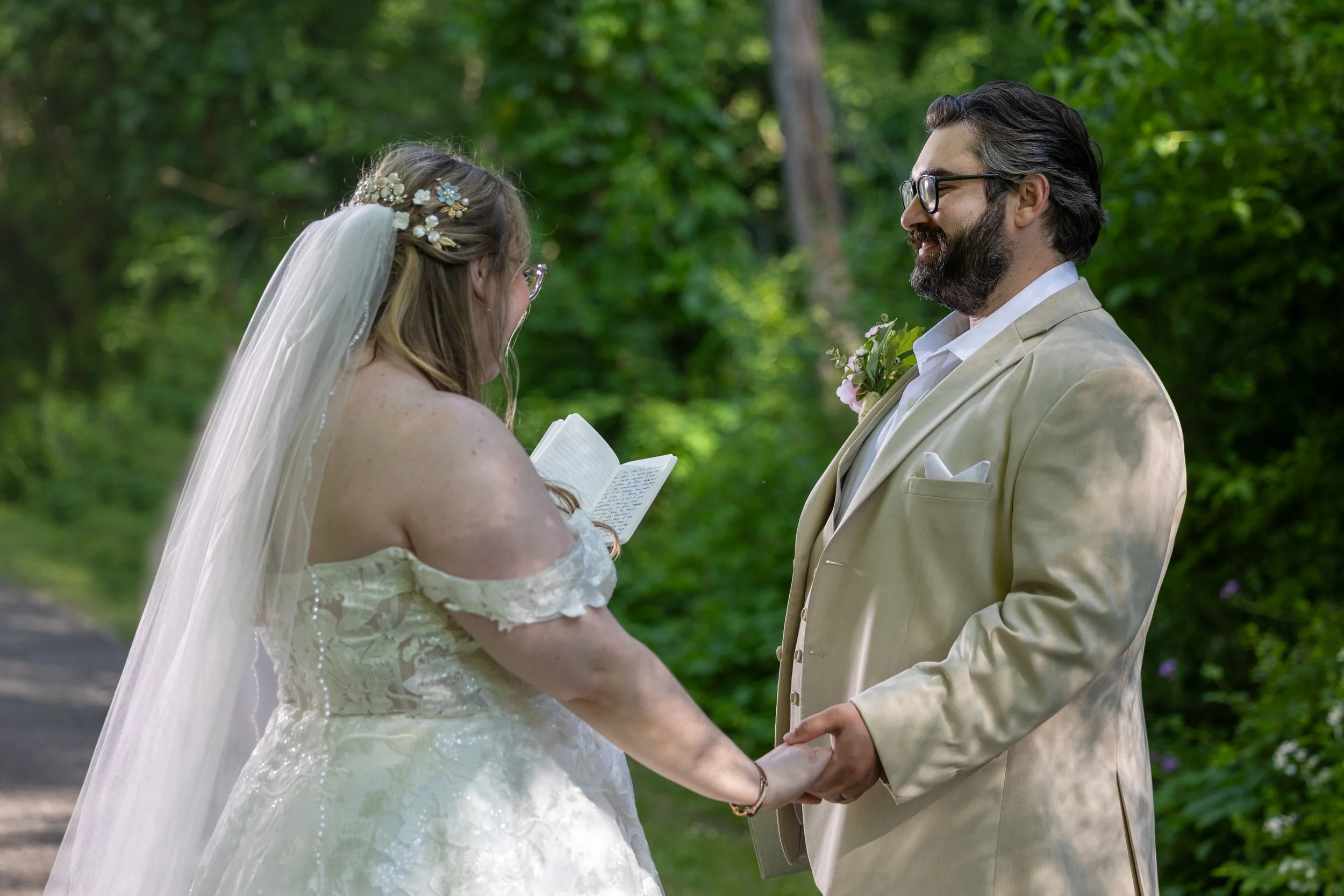 bride reading a letter