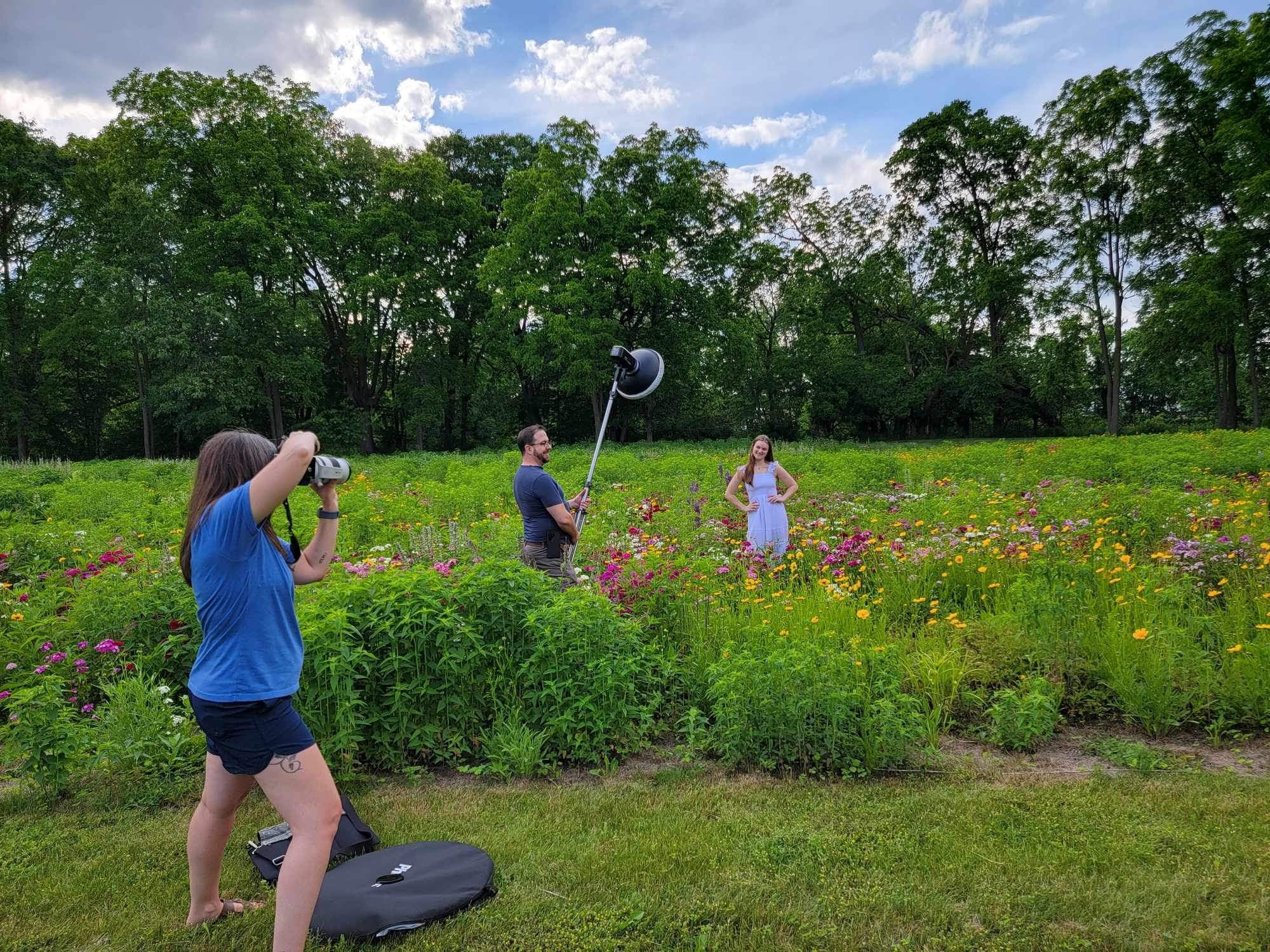 photography behind the scenes flower field