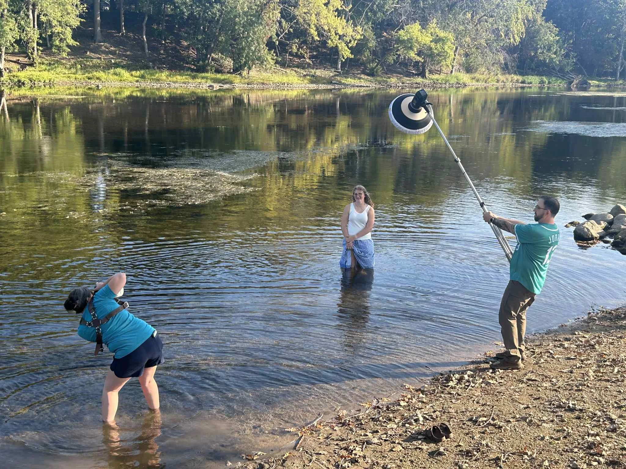 photography behind the scenes in a river
