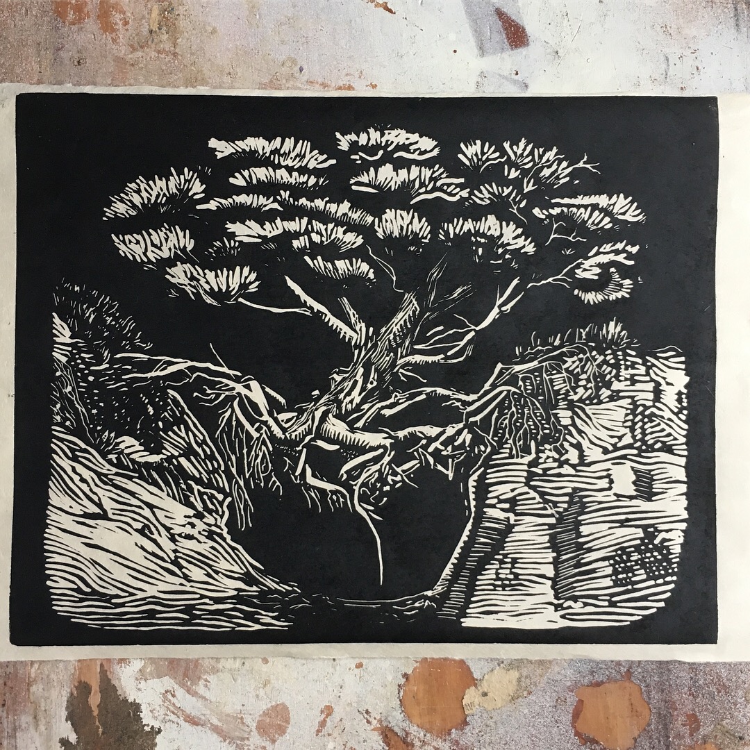 Will to Thrive - A4 Speedball Pro Relief Supergraphic Black on Natural Kitakata Japanese paper