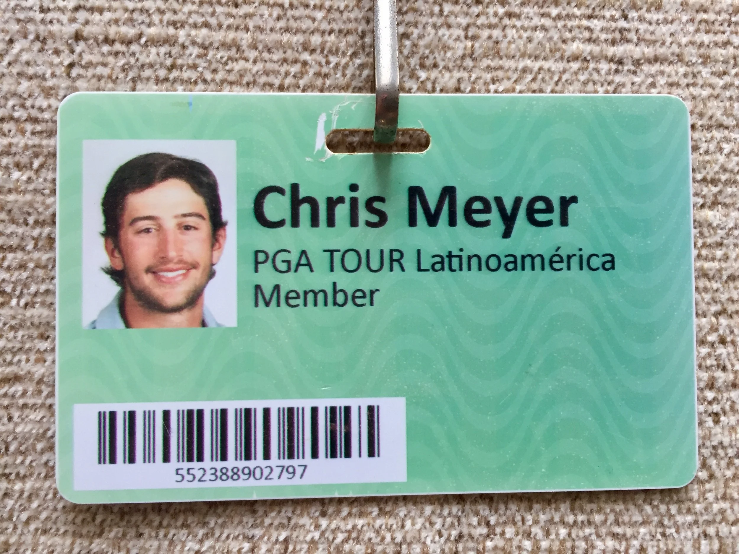 Chris's Tour Card from his first year on PGA Tour LatinoAmerica