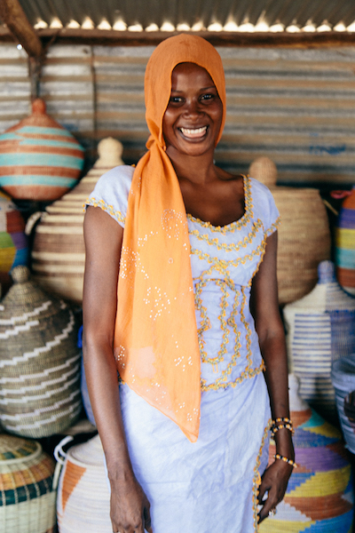 Fatou Diakhate, one of our vendors for select baskets, totes and accessories in Theis, Senegal.