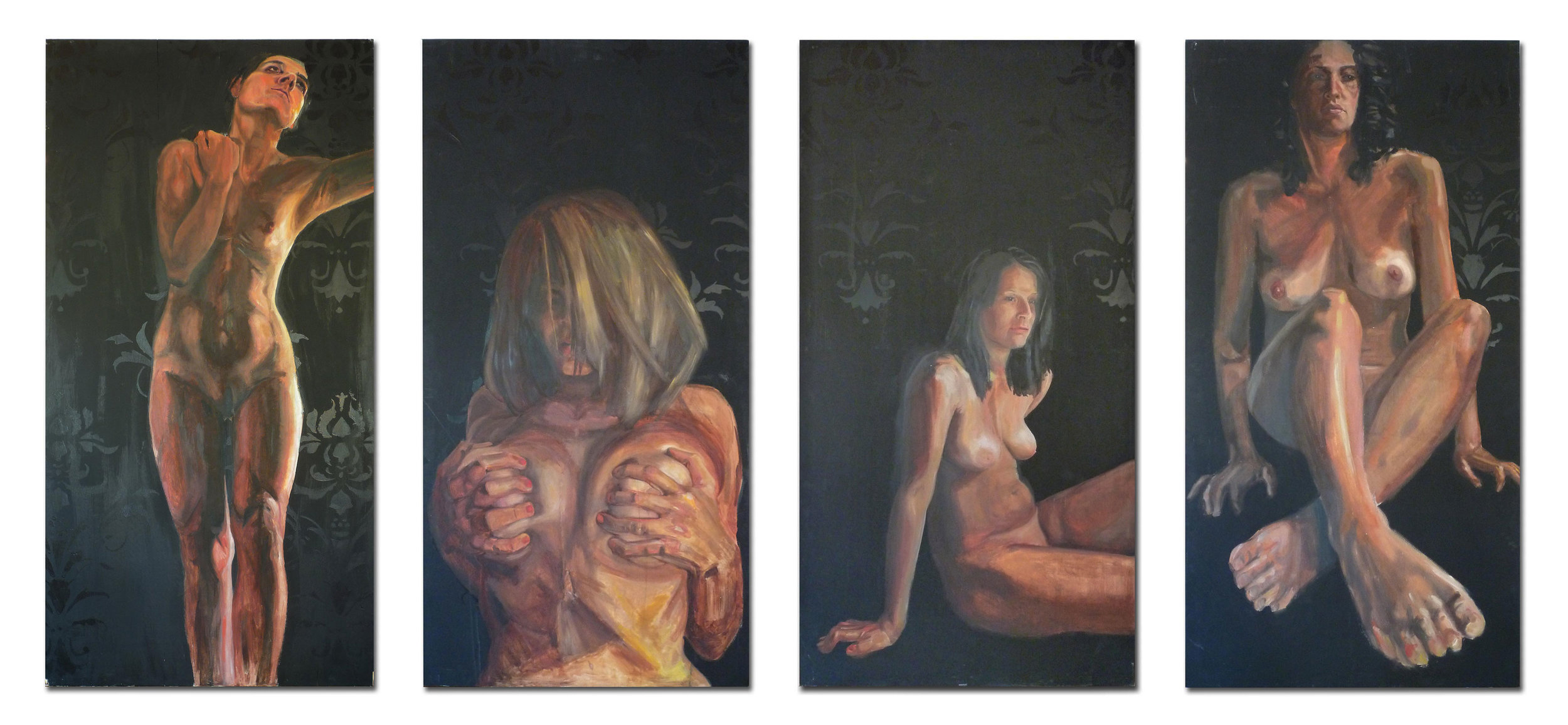 Four Bodies , 2009 Oil on plywood 48 × 96 in each Contact to purchase