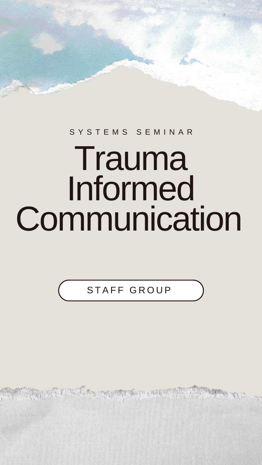 Trauma informed Communication     Aim  Introducing a trauma informed system within workplaces. Building awareness of the physiological and neurological effects of trauma.  We will be looking at questions like:    What is trauma?  How does