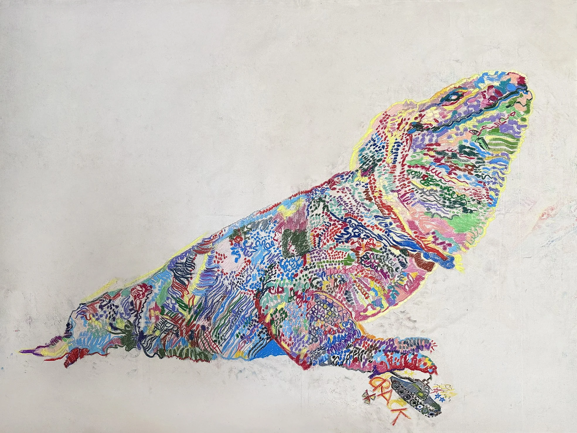  oil pastel on cotton canvas, retro 80×60 inch- 200×150 cm  