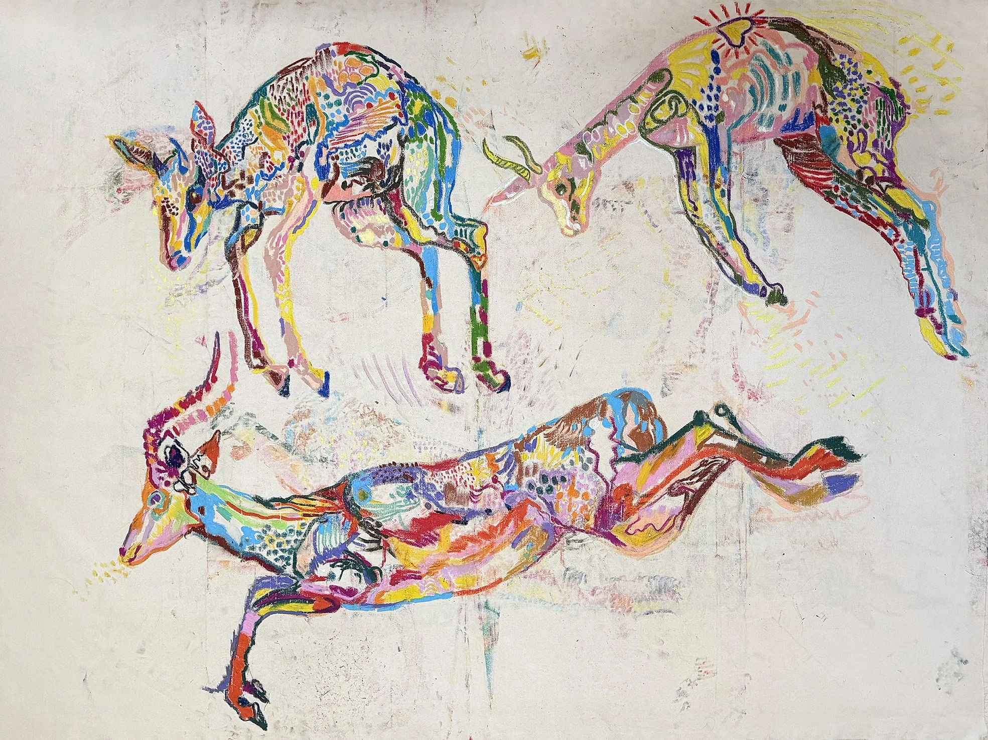  oil pastel on cotton canvas, front. 80×60 inch- 200×150 cm 