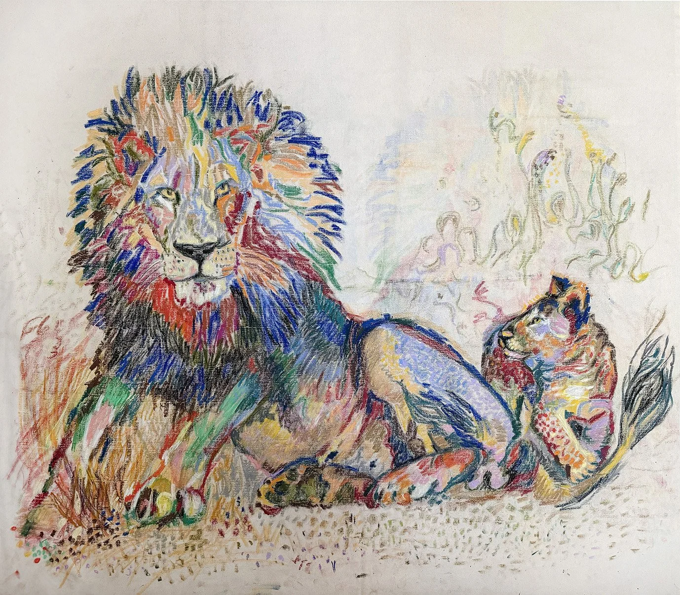  oil pastel on cotton canvas 63×52 inch- 160×138 cm 