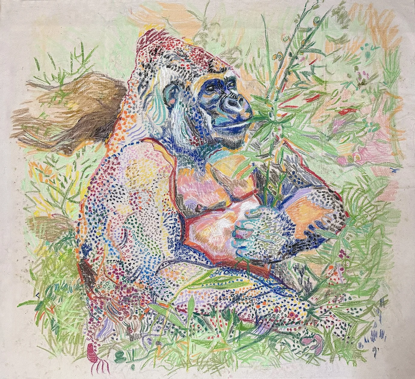  oil pastel on cotton canvas. 69×63 inch- 175×160 cm 
