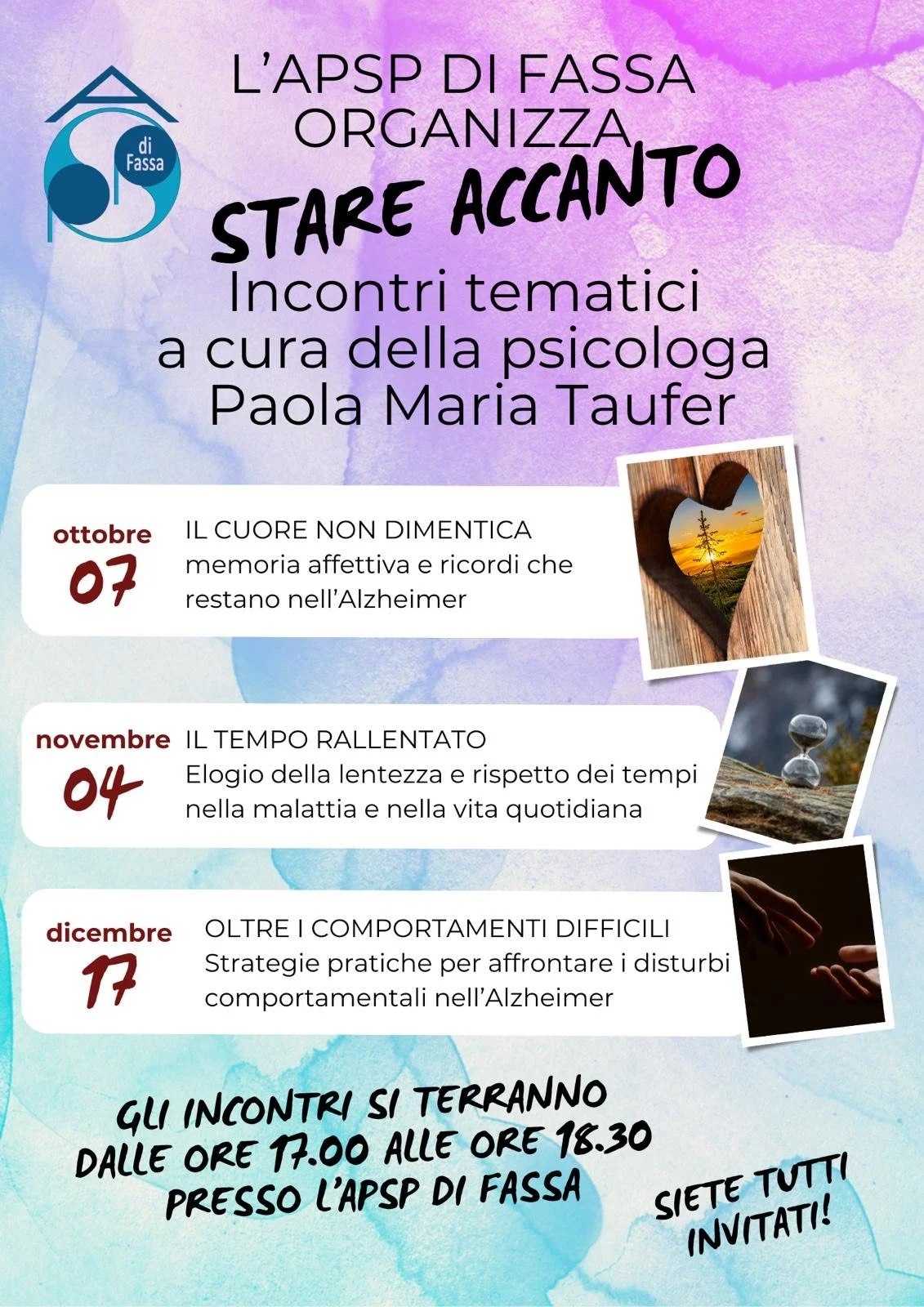 Serate informative - Stare Accanto - Il tempo rallentato: elogio della lentezza e rispetto dei tempi nell’Alzheimer