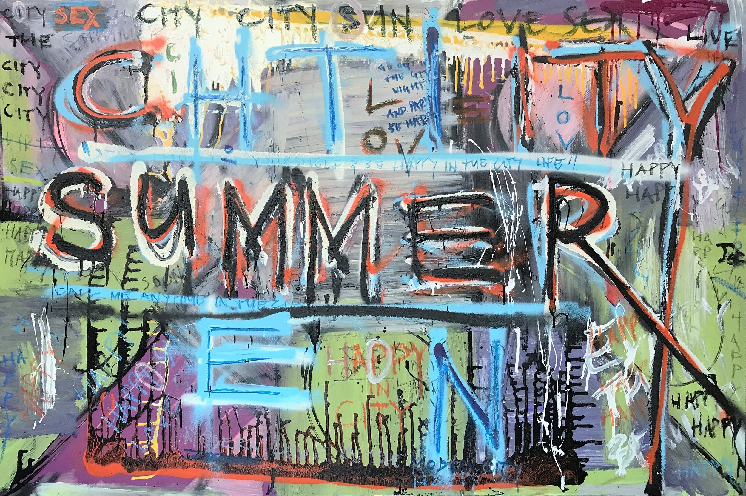 "Summer In The City" an artwork by Irish artist PIGSY aka Ciaran McCoy which sold as part of his "Nostalgia" art exhibition in Fumbally Exchange, now part of a private art collection in Dublin  (Copy)