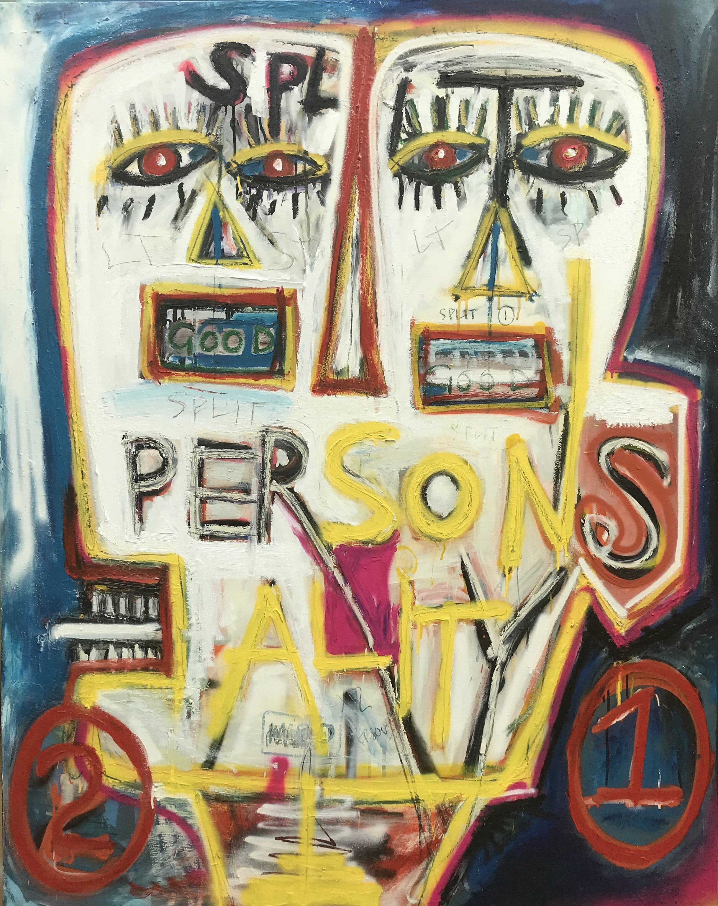 "Split Persons-ality" as an artist married to an identical twin, PIGSY was inspired to create this painting about twins (Copy) (Copy) (Copy)