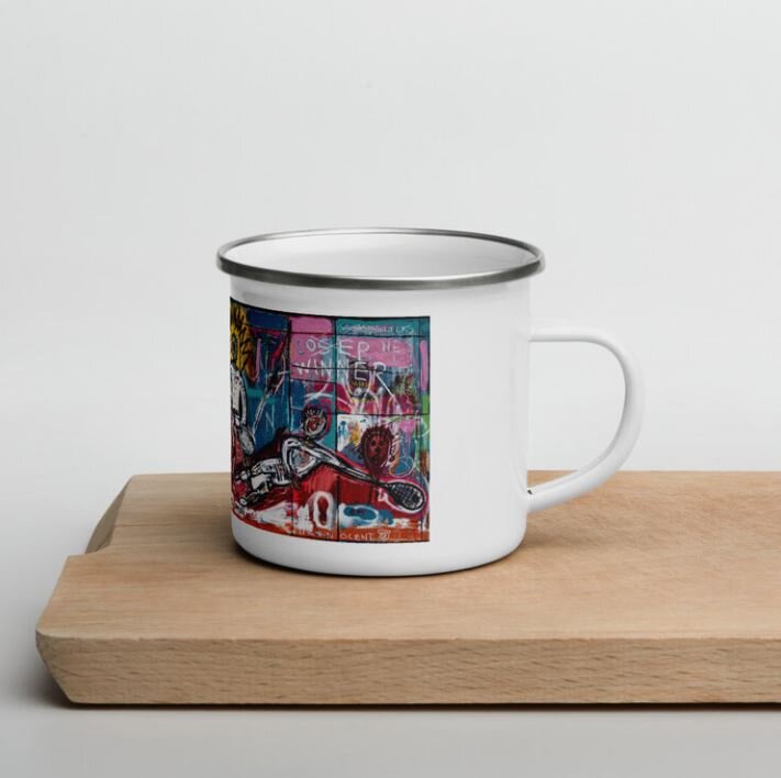 Squash player art tin mug if you are looking for gifts for squash players