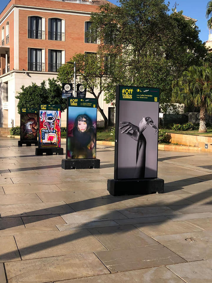 Pigsy participates in Off Yellow Summer Art Exhibition in Malaga Spain in front of Roman Alcazaba