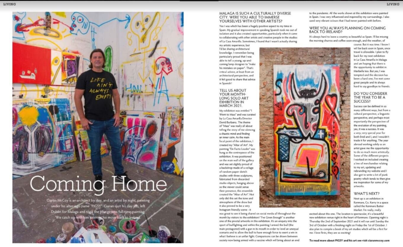 Irish artist PIGSY is interviewed by Patrick O'Herlihy for Ireland's Homes Interiors &amp; Living