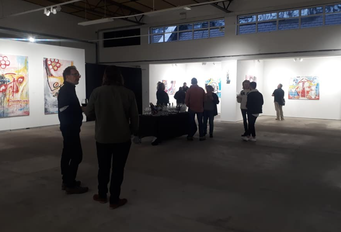 the art scene in Kenmare is vibrant, pictured here is a the crowd gathered at the PIGSY art event "Catharsis of Collapse" where he presented art work created in Malaga, Spain