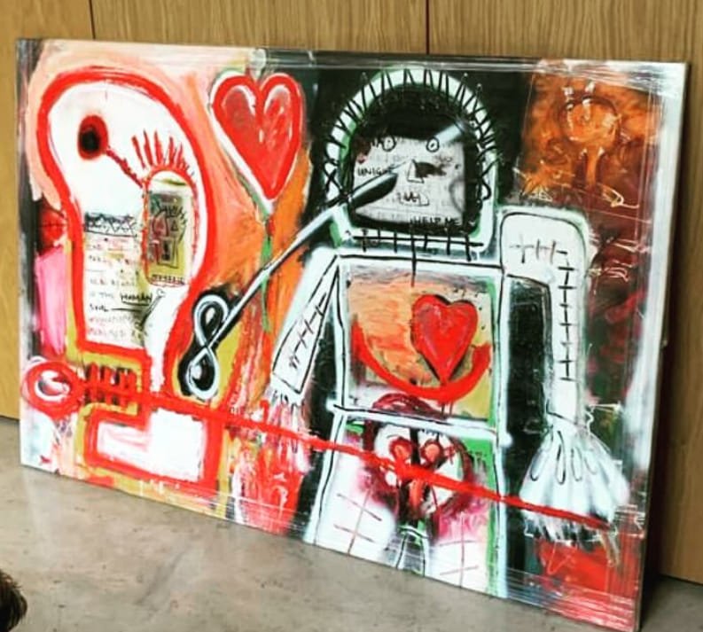 Heart of a robot featured in a pop art painting by Irish artist PIGSY 