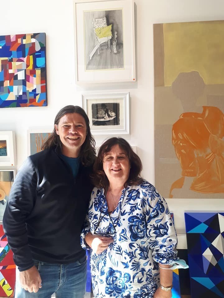 Artist PIGSY with Irene O'Neill in Ranelagh Arts Gallery