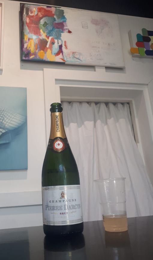 Popping champagne at the success of Irish artist PIGSY, alter ego of Ciaran McCoy