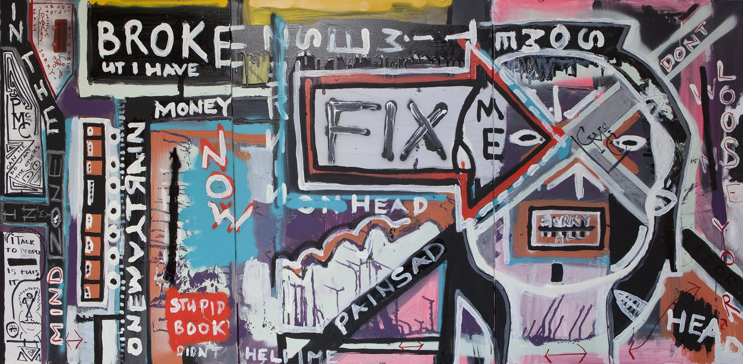 3 Times Broken - 3 X 90 cm H x 65 cm W Mixed Media on Canvas