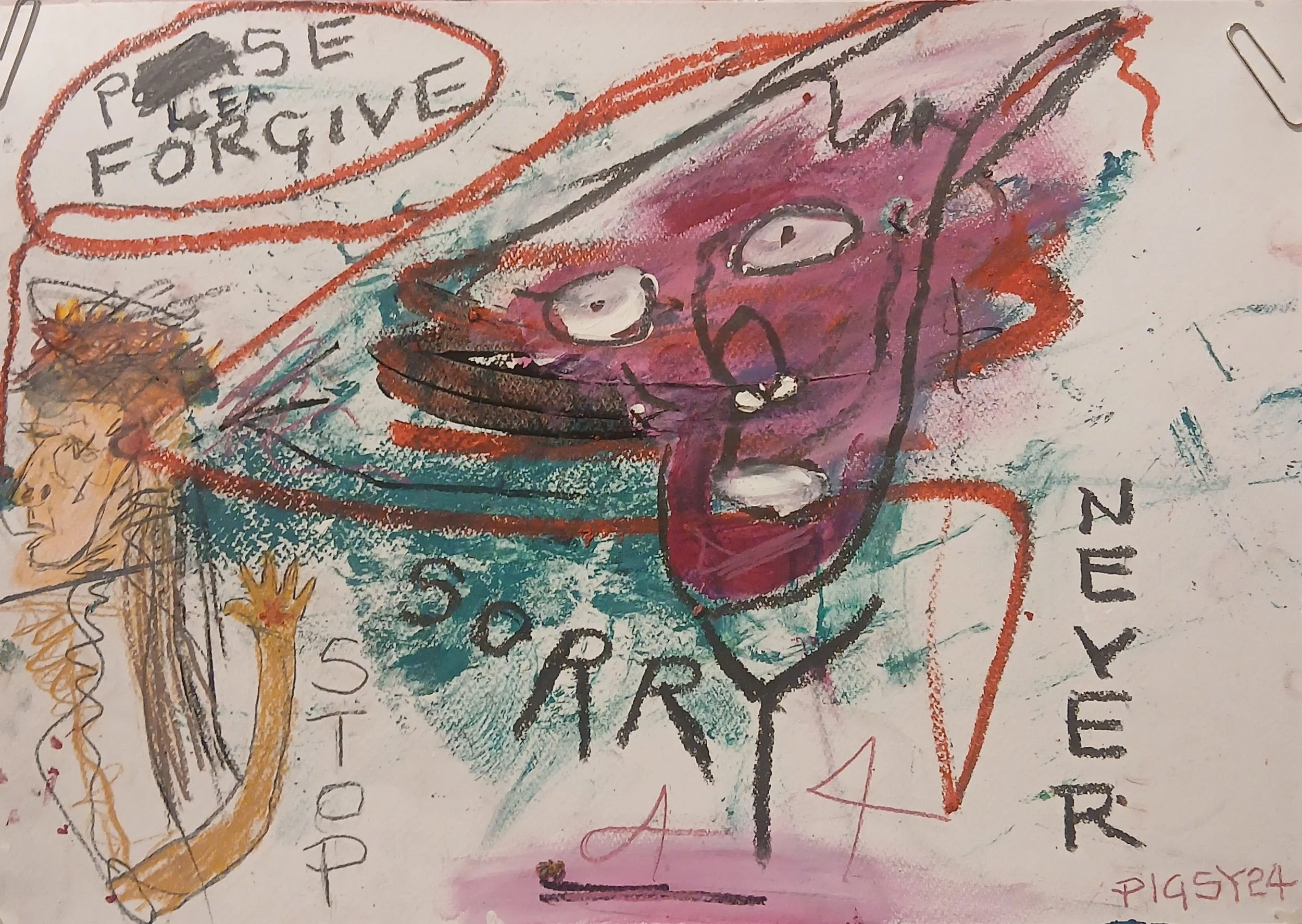 Sorry #005 - A3 Mixed Media on Paper