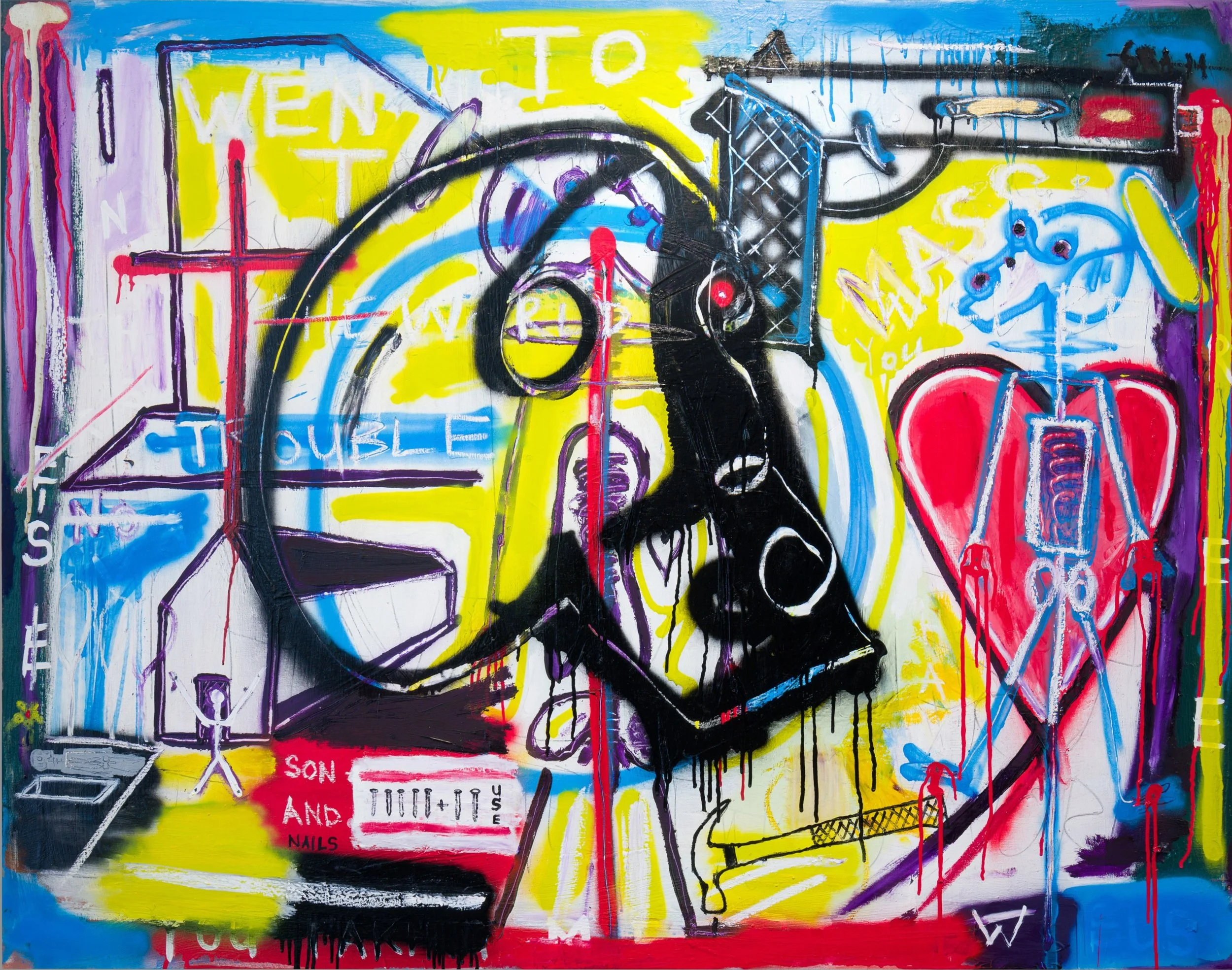 Pigsy Artist Mixed Media Son and Nails Painting contemporary artwork