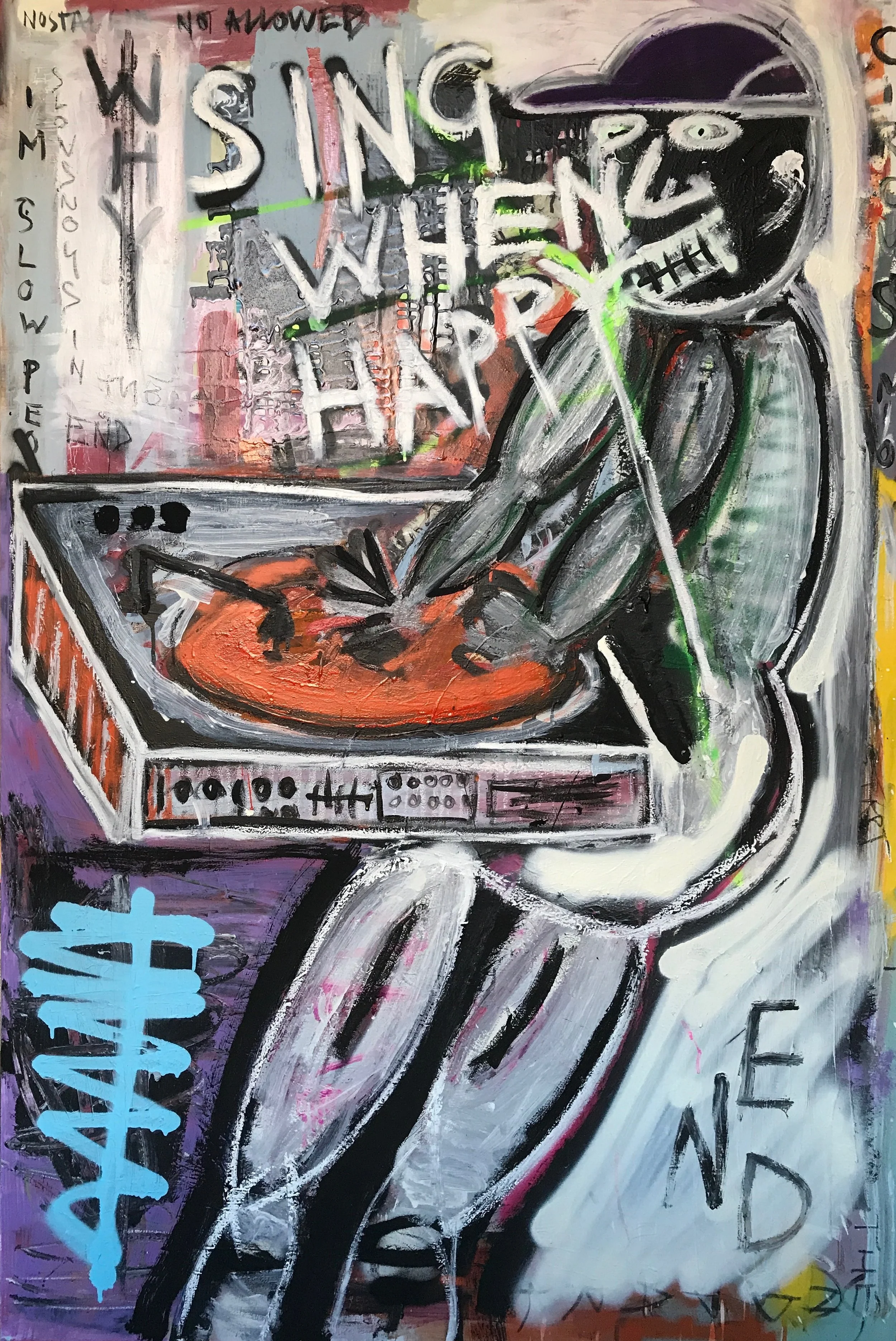 Sing When Happy - 150 cm H x 100 cm W Mixed Media on Canvas