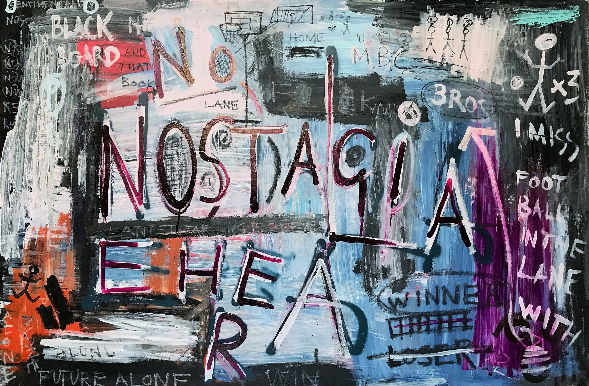 No Nostalgia Here -100 cm H x 150 cm W Mixed Media on Canvas