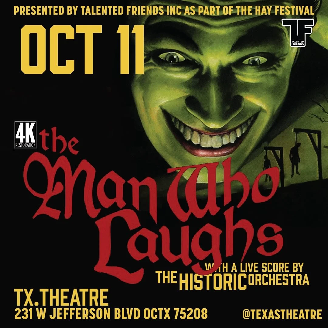 Tomorrow (October 11) ONLY &ldquo;the man who laughs !&rdquo; A live score is provided by &ldquo;The Historic Orchestra&rdquo; featuring composer&nbsp;Jason M Reimer&nbsp;(History at Our Disposal, Baptist Generals) Jesse Chandler (Midlake, Mercury Re