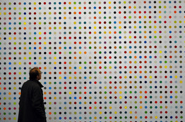Damien Hirst's painting, "Urea-13C," at the Gagosian Gallery in New York in January 2012