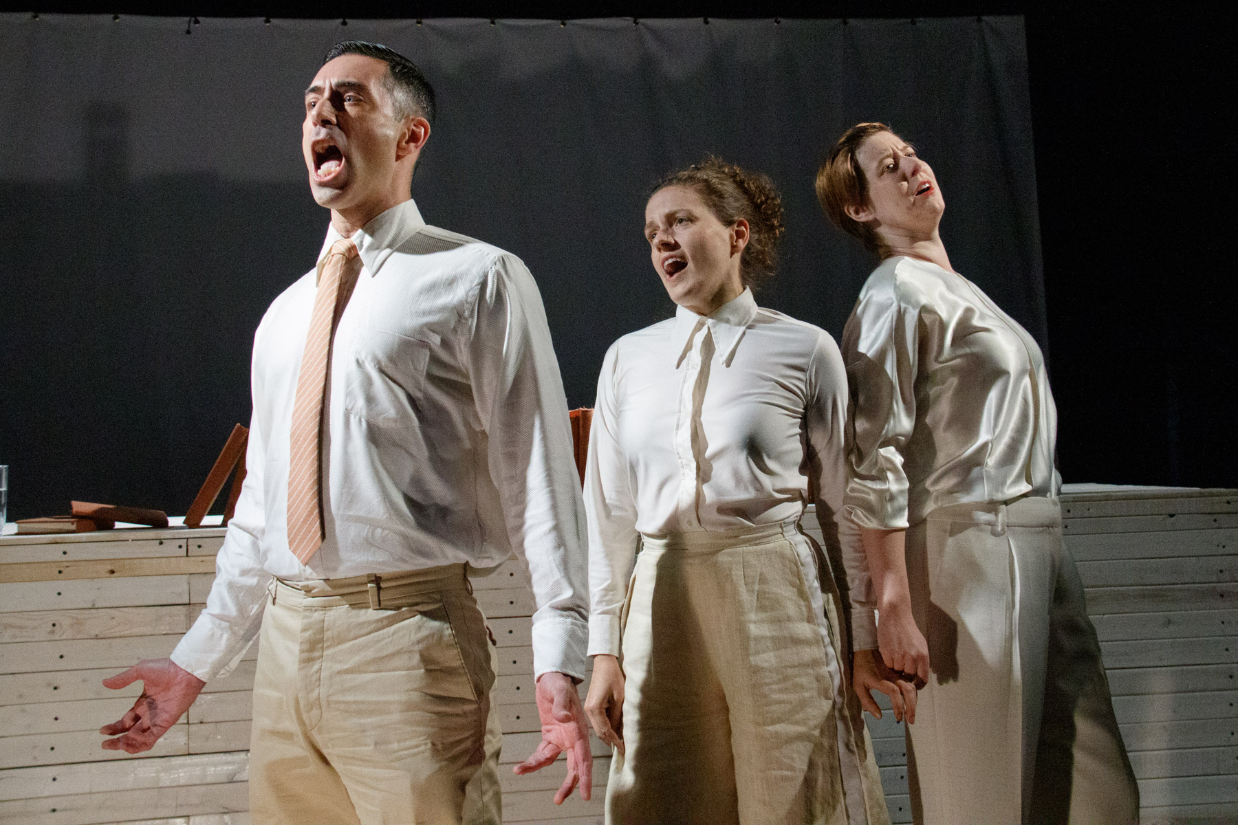 Robert Maril, Bonnie Lander, and Elisabeth Halliday in Colin Read's On Loneliness and Solitude