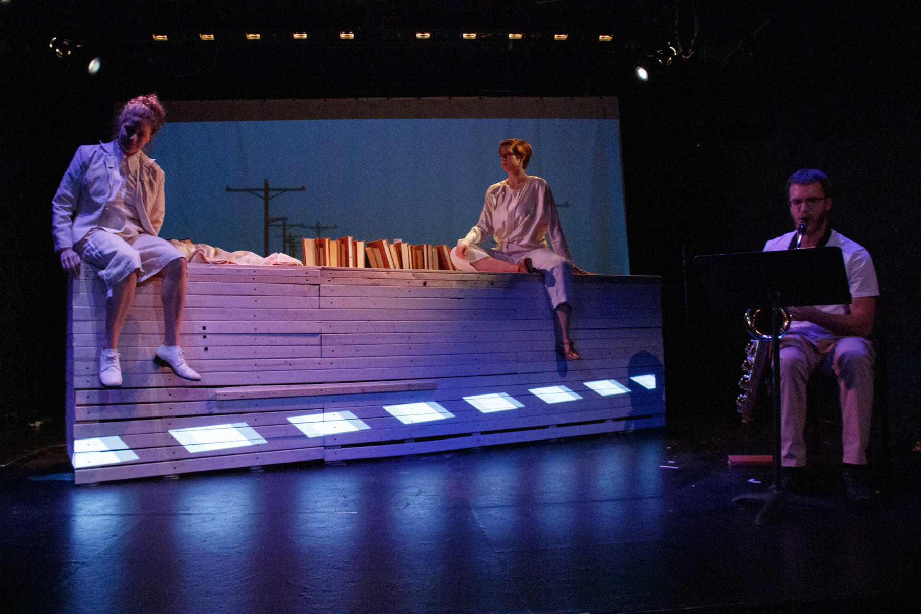 Bonnie Lander (Lorena Hickok), Elisabeth Halliday (Eleanor Roosevelt) and Zach Herchen (Present Voice)