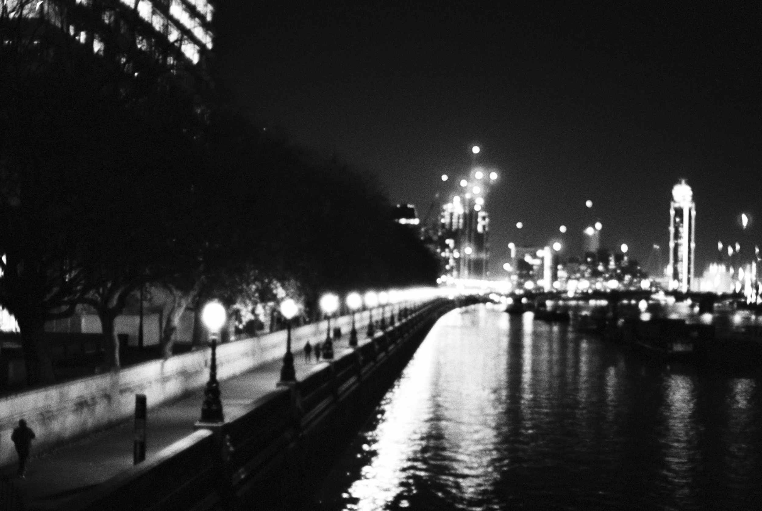 The shutter speed was far too long for hand holding here and I'm not super sure what if anything I was focused on but somehow I really like the atmosphere here and the abstracted effect of the lines of light.