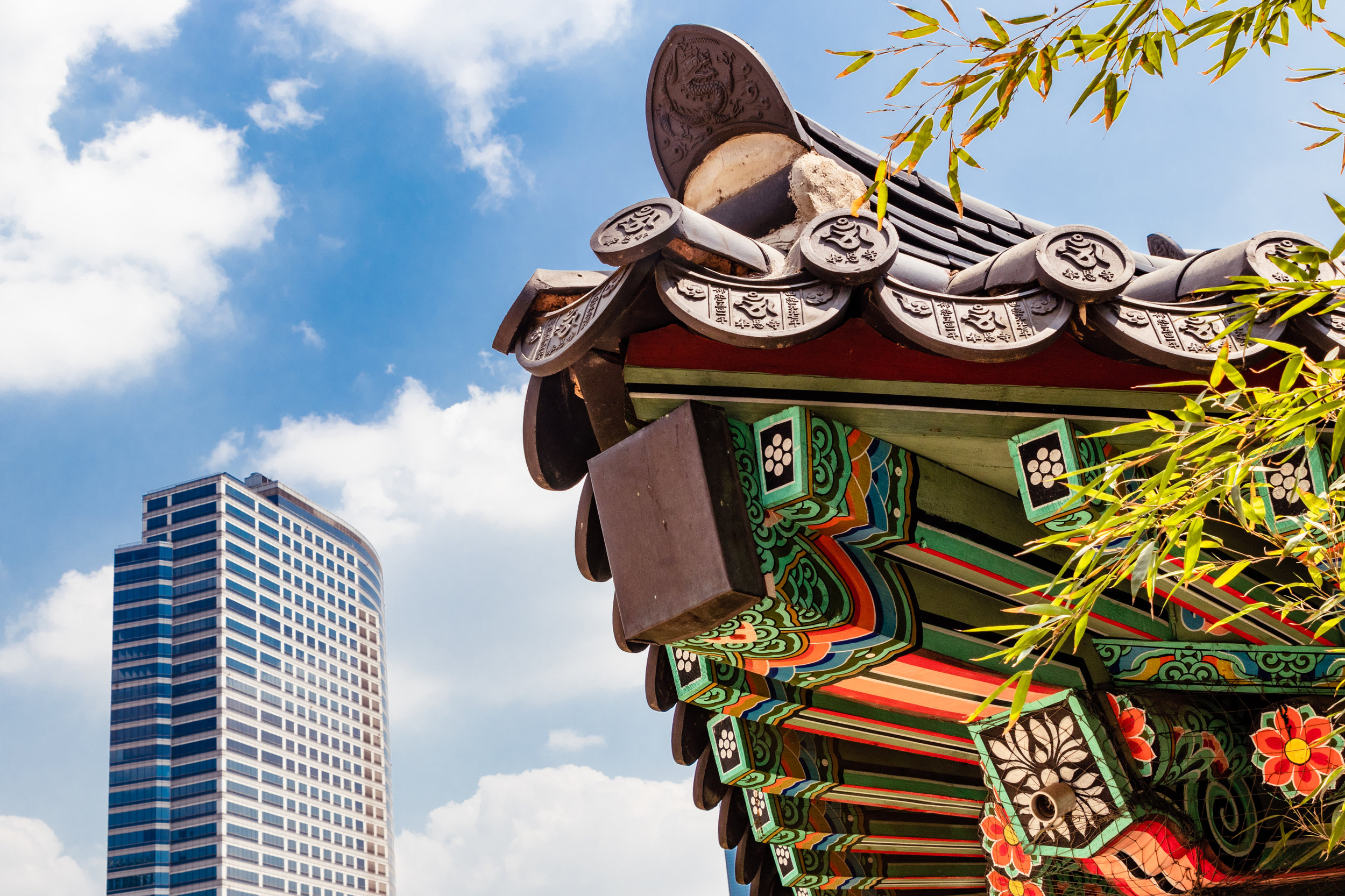 This temple complex existed long before Gangnam started to be built up - now it's right next to one of the biggest shopping malls in Seoul in between all the skyscrapers but thanks to some fortunate landscaping and use of trees it still feels like an oasis in the city.