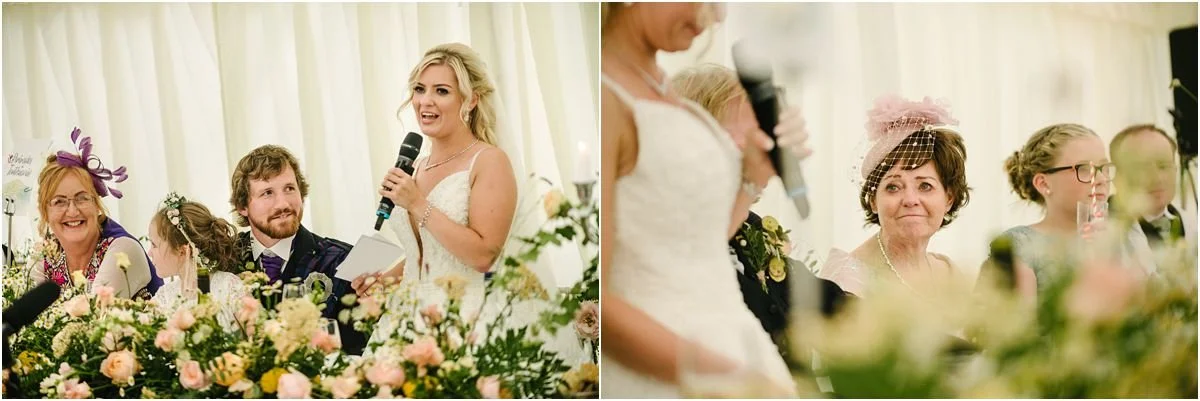 Summer wedding at Winton castle Scotland with rustic flowers and bride speech