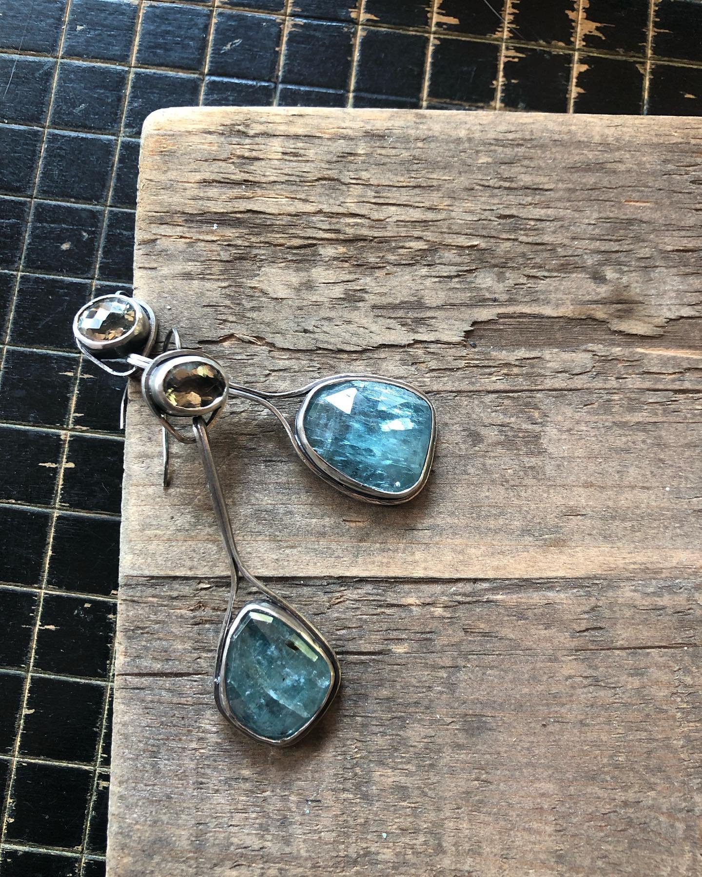 Prasiolite and Kyanite, more sparkly than usual