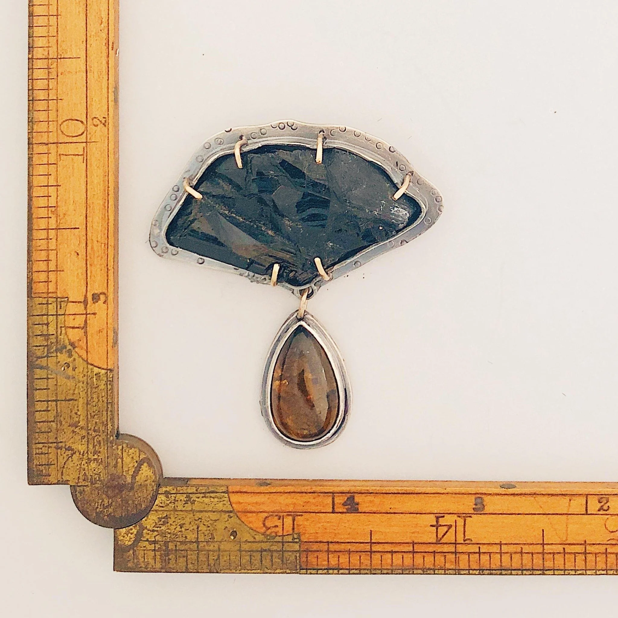 2 tourmalines, brooch on way to Gallery at Flat Rock