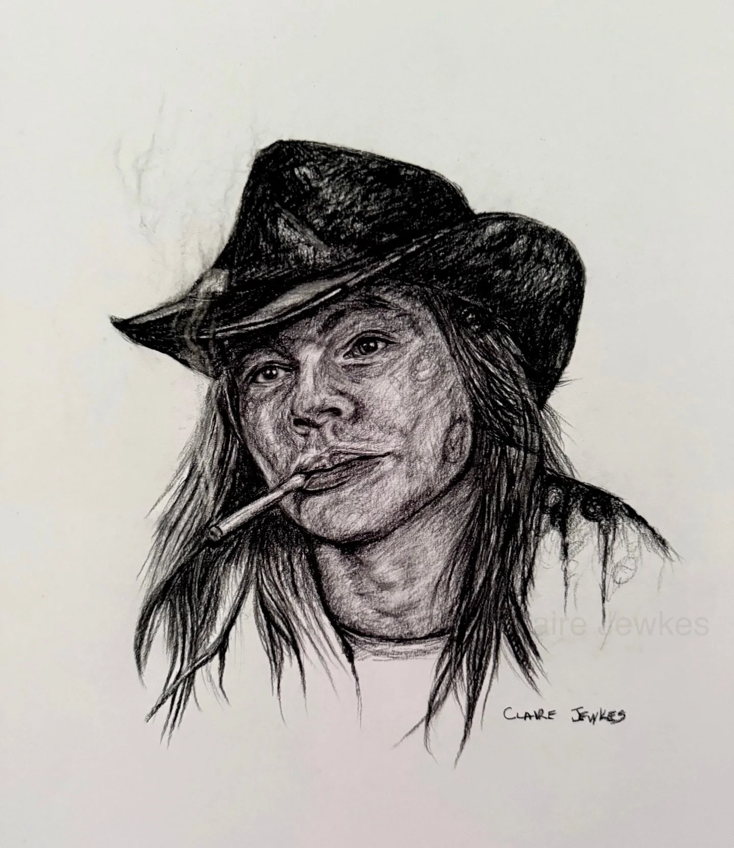 Axl 🥀 Smoke, grit and outlaw magic.
Honouring the men who carry fire in their voices and storms in their stories.
Charcoal, chaos, and the spirit of rock, sketched my way.  Posting legends this week for International Men&rsquo;s Day ⚡🥀🔥 @gunsnrose