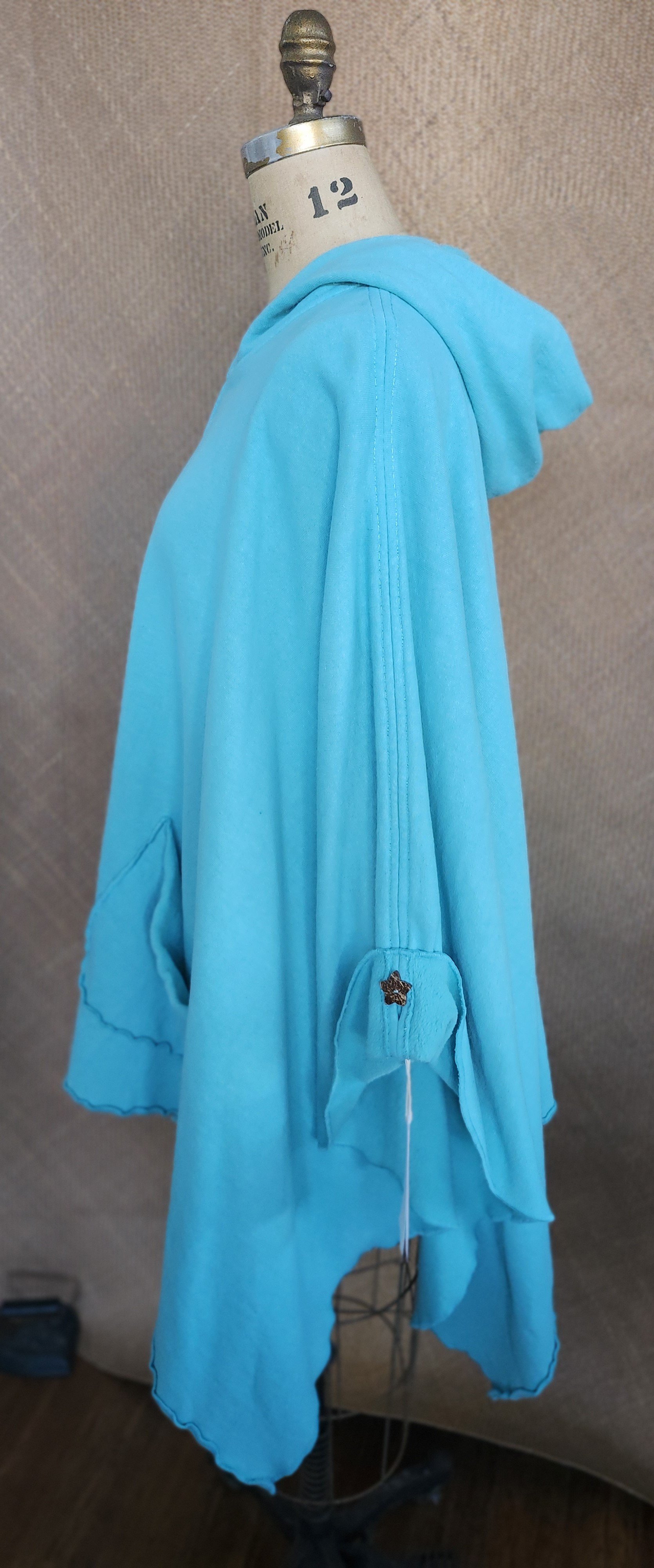 Poncho LT aqua fleece coconut button 3.jpg