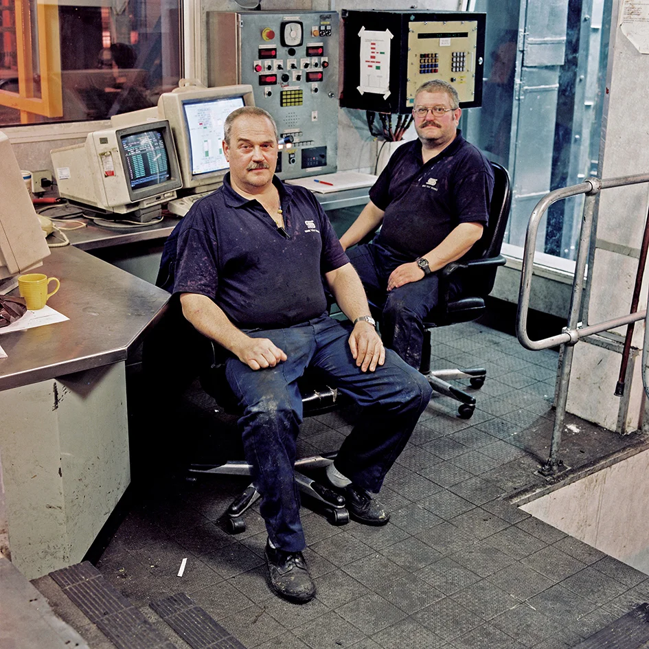 Glyn Williams (left) - Team Leader Tinning Line Operator - 33 years at the Works My strongest memories are from when I first started at Ebbw Vale - the enormity of the plant and the diversity of work being done. Jobs like maintenance architects, boiler makers, and all the skills on show I miss and will probably never see again. When the closure was finally announced, my worries were firstly for my crew, which I worked with, wondering what lay ahead for them. Most of then had children and loved ones to look after and also mortgages to pay. It seemed to me that help was not given to most of them in their hour of need. Myself, I decided to leave the steel industry behind fearing its demise and follow a different path of employment. Was I apprehensive? Yes. Was I disappointed? Yes. Did I feel betrayed? Yes.