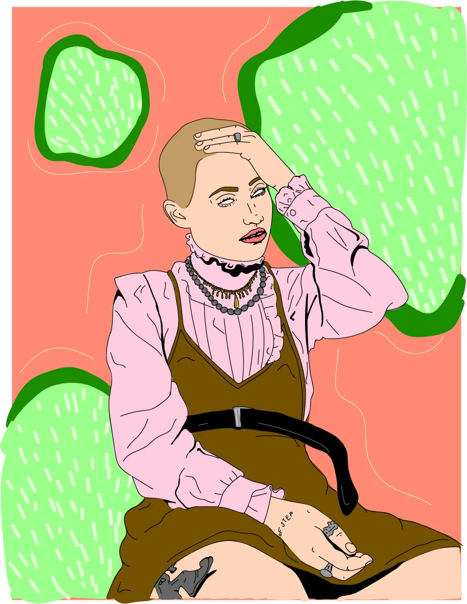 "bald" print by averi campbell