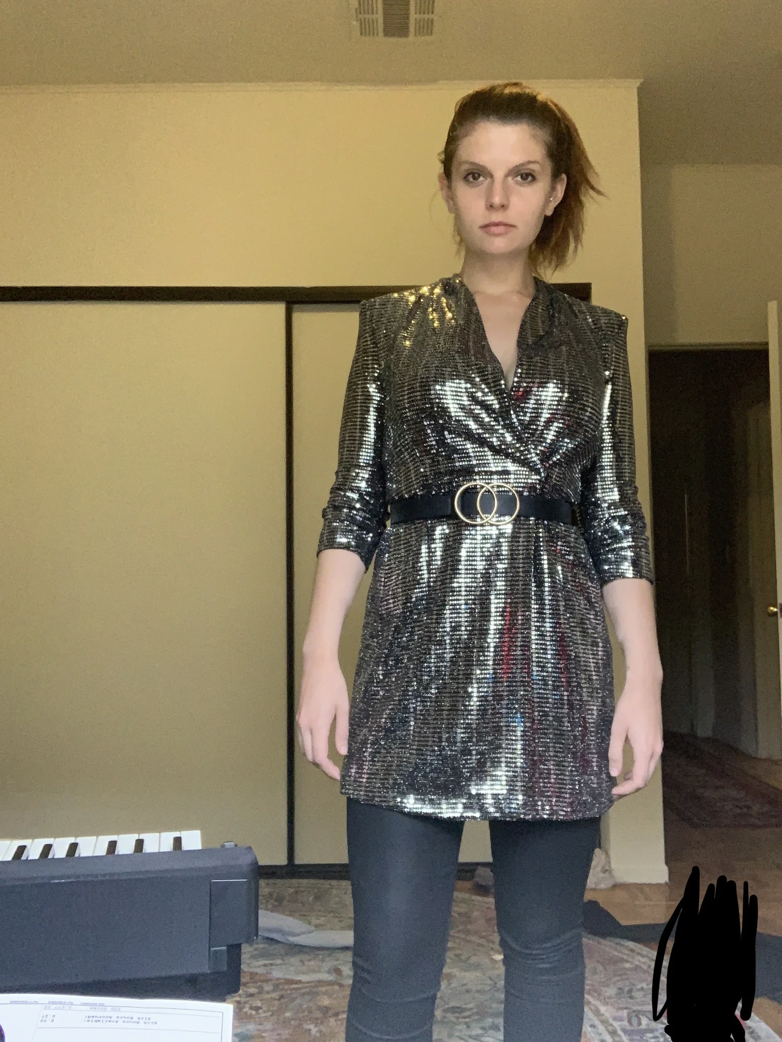 Wake up and try to figure out what to wear for a show coming up because if I had my way I'd just wear pajamas all day! This is me nervously gauging whether or not this looks cool or like a human disco ball :p