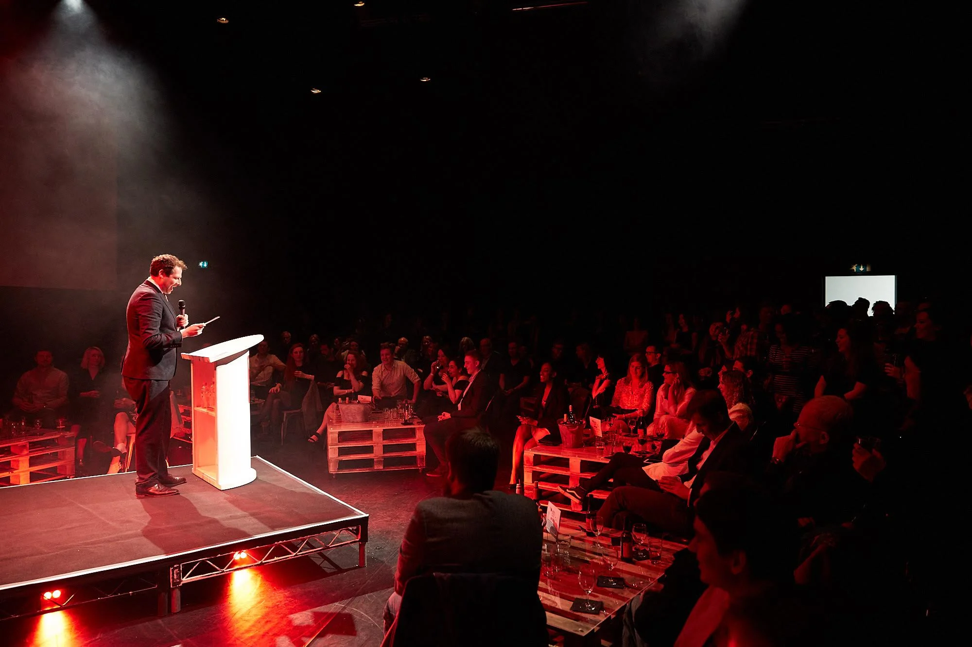 Olly Mann hosting the night