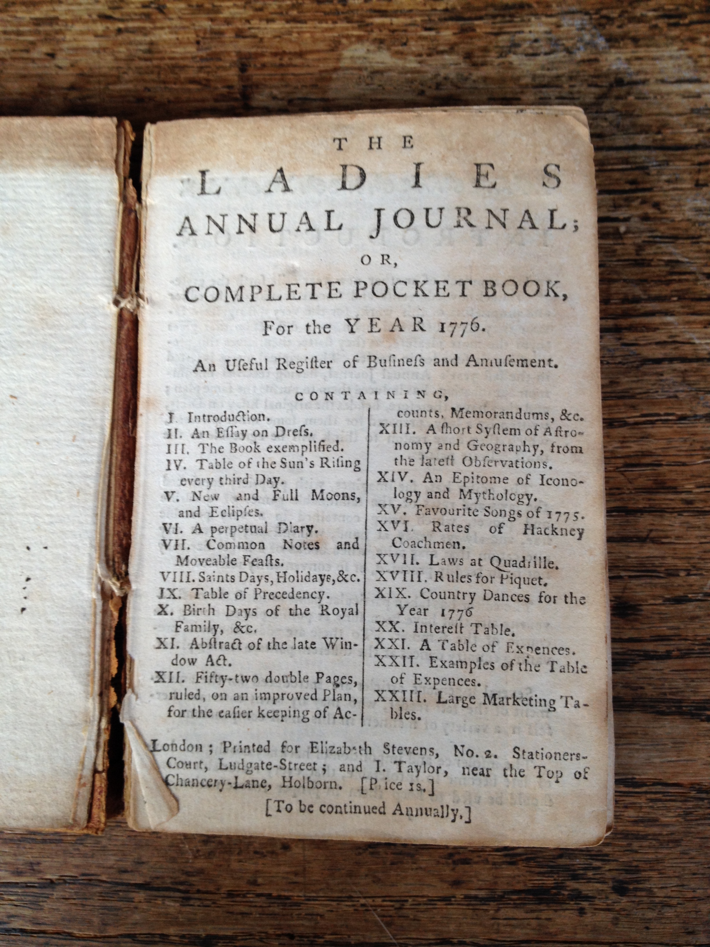 Susannah Dalbiac's Diary - 1776