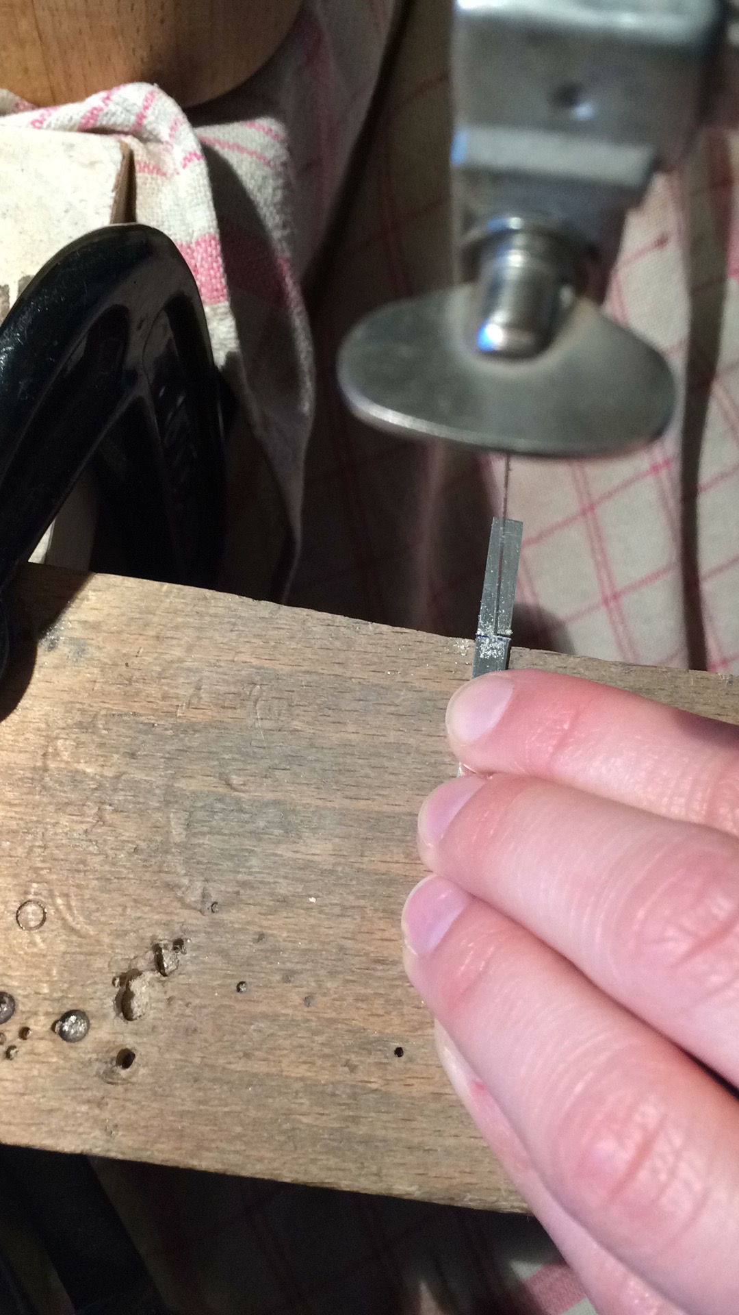 Sawing the correct length of silver for UK size F for her little finger (tiny!)