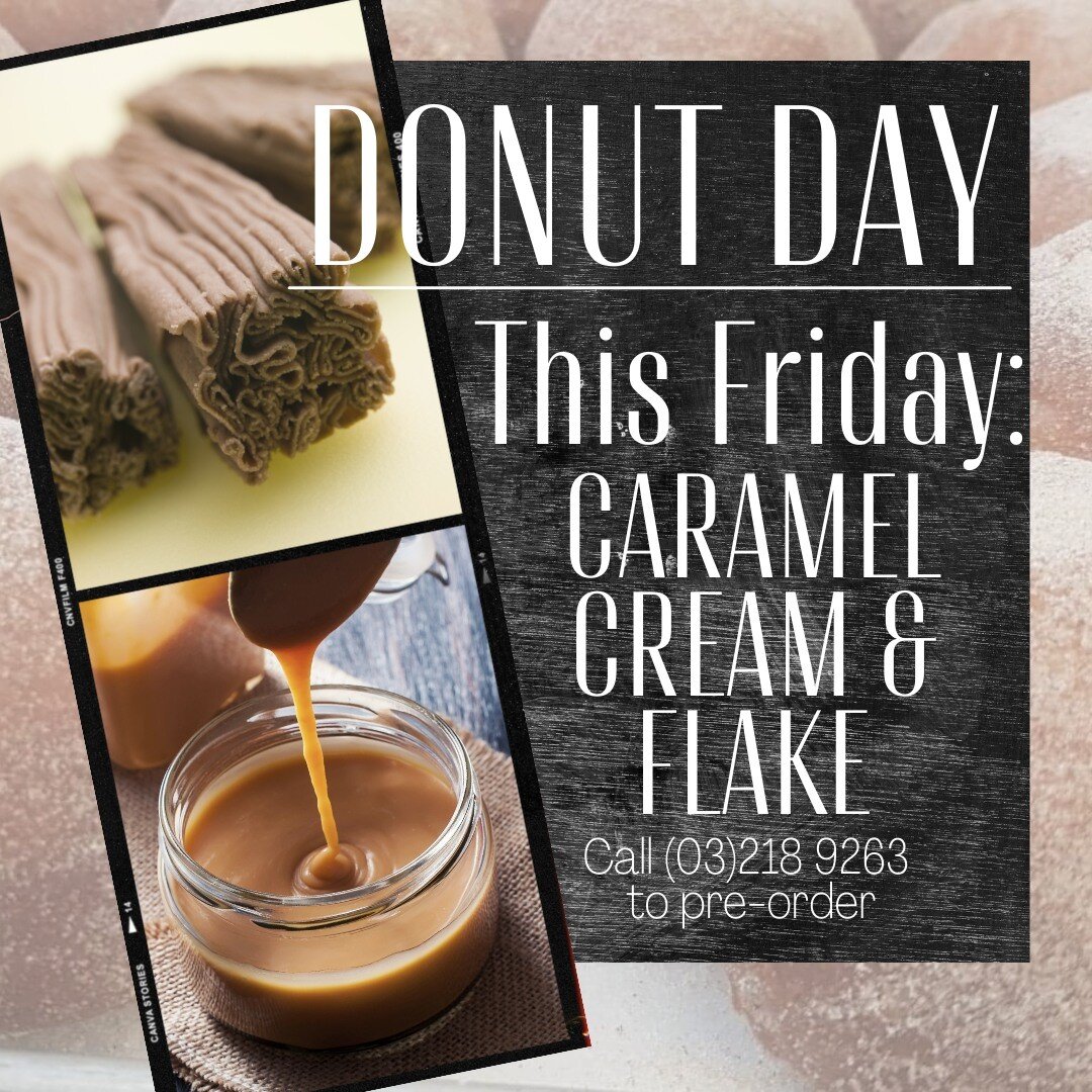 Just giving you one more reason to be excited about Friday 😉
This weeks donut flavour is...🥁🥁🥁
Caramel Cream filled donut with Chocolate Flake 🤤

 #industrycafe #industrydonuts #nzcafefood #doughnut #invercargillnz #nzcafe #cafenz #mustdoinverca