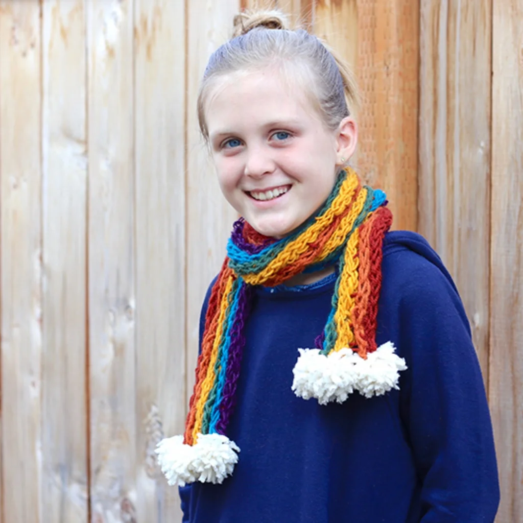 Fingerknit Rainbow Scarf