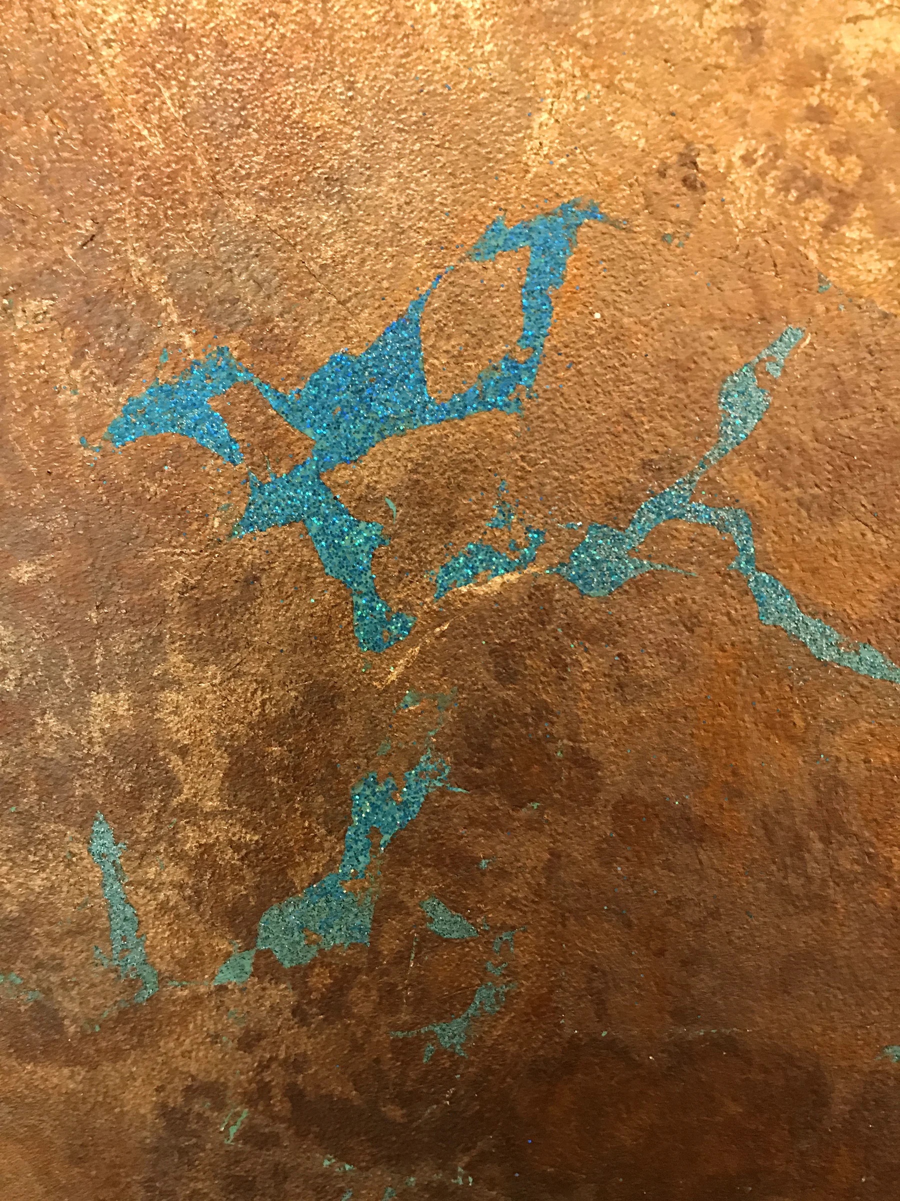 Oxidized Gold Leaf with Metal Flake Door, Detail. Medically Yours Spa, Sedona
