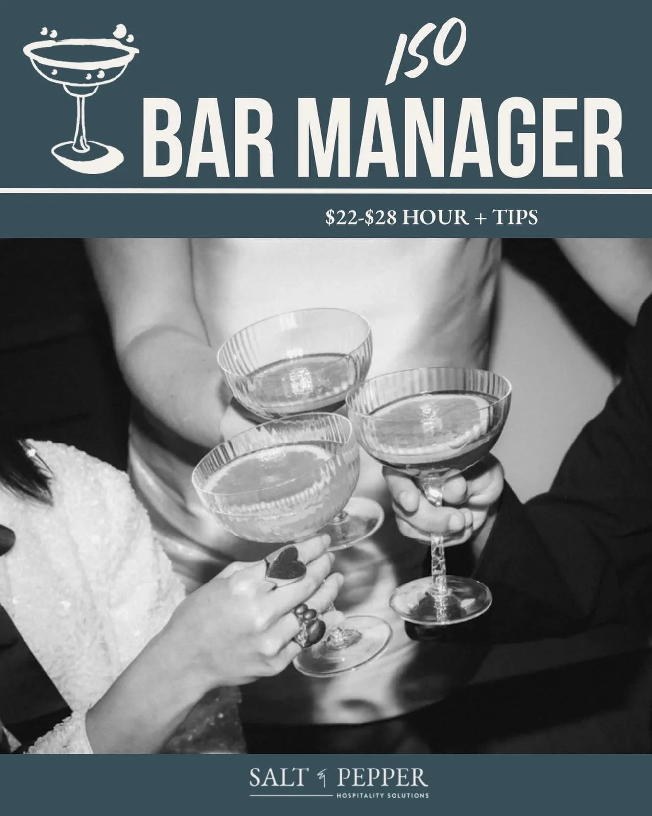 🍹 Seeking Bar Manager 🍸 Must have experience managing robust, innovative bar program- inventory, ordering, floor management, training, the works. 
For details contact april@sandphospitality.com